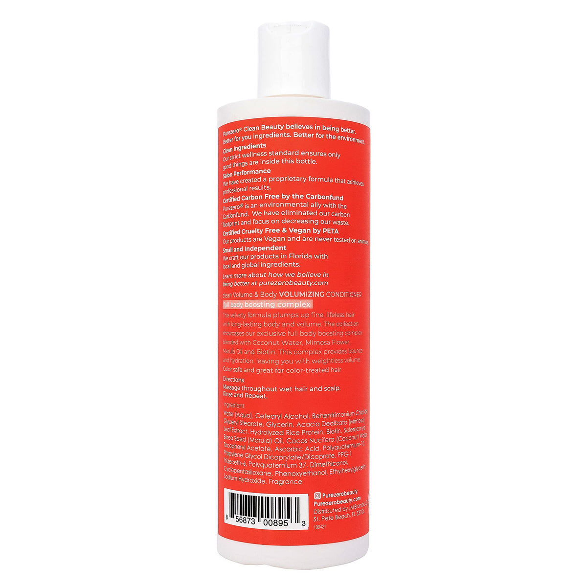 PureZero Volumizing products on a clean bathroom shelf with sulfate-free formula