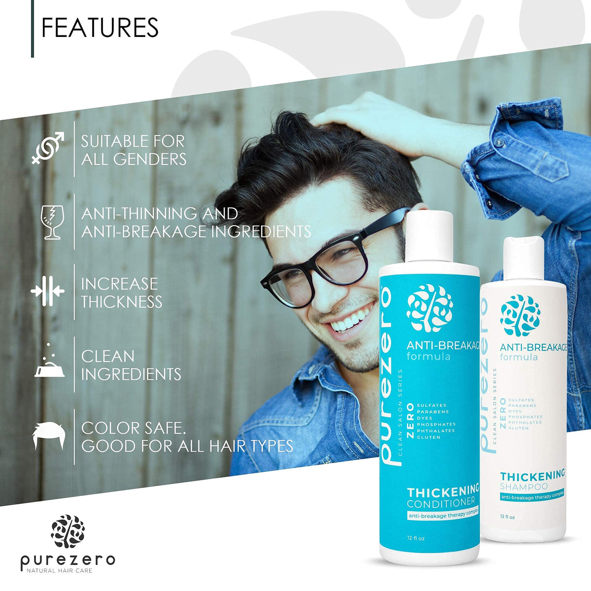 Purezero conditioner cream application closeup shows smooth detangling and color care.