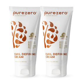Purezero Curl Cream bottle top view showing hydrating formula for defined, hydrated curls