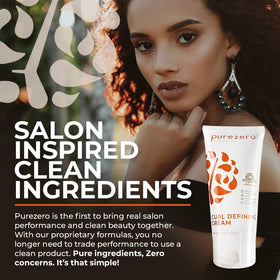 Purezero Curl Cream texture close-up reveals creamy smooth consistency for easy styling