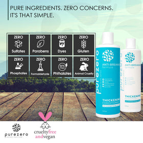 Purezero ingredients label closeup highlights vegan, caffeine, and biotin components.