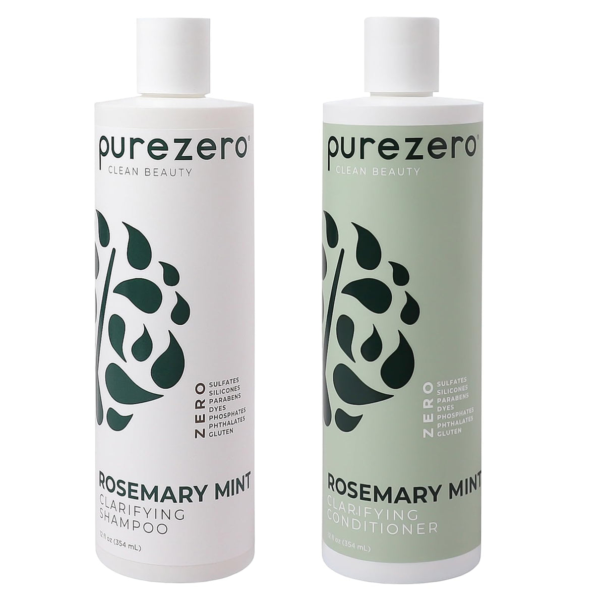 PureZero Rosemary Mint Shampoo bottle for refreshing clarifying cleanse.