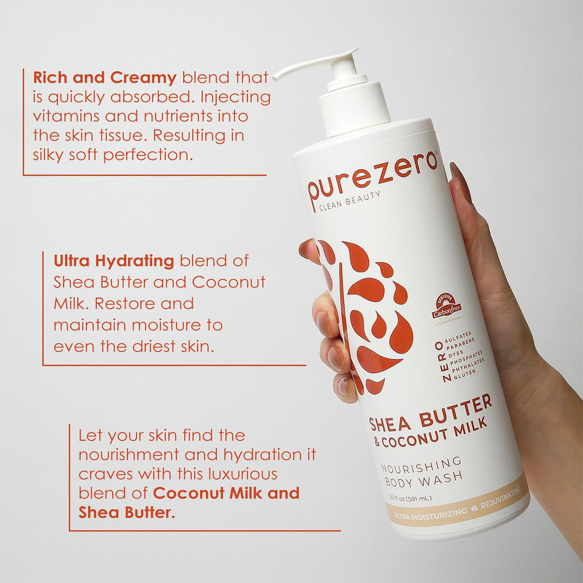 Purezero ingredients panel emphasizing vegan and cruelty-free status