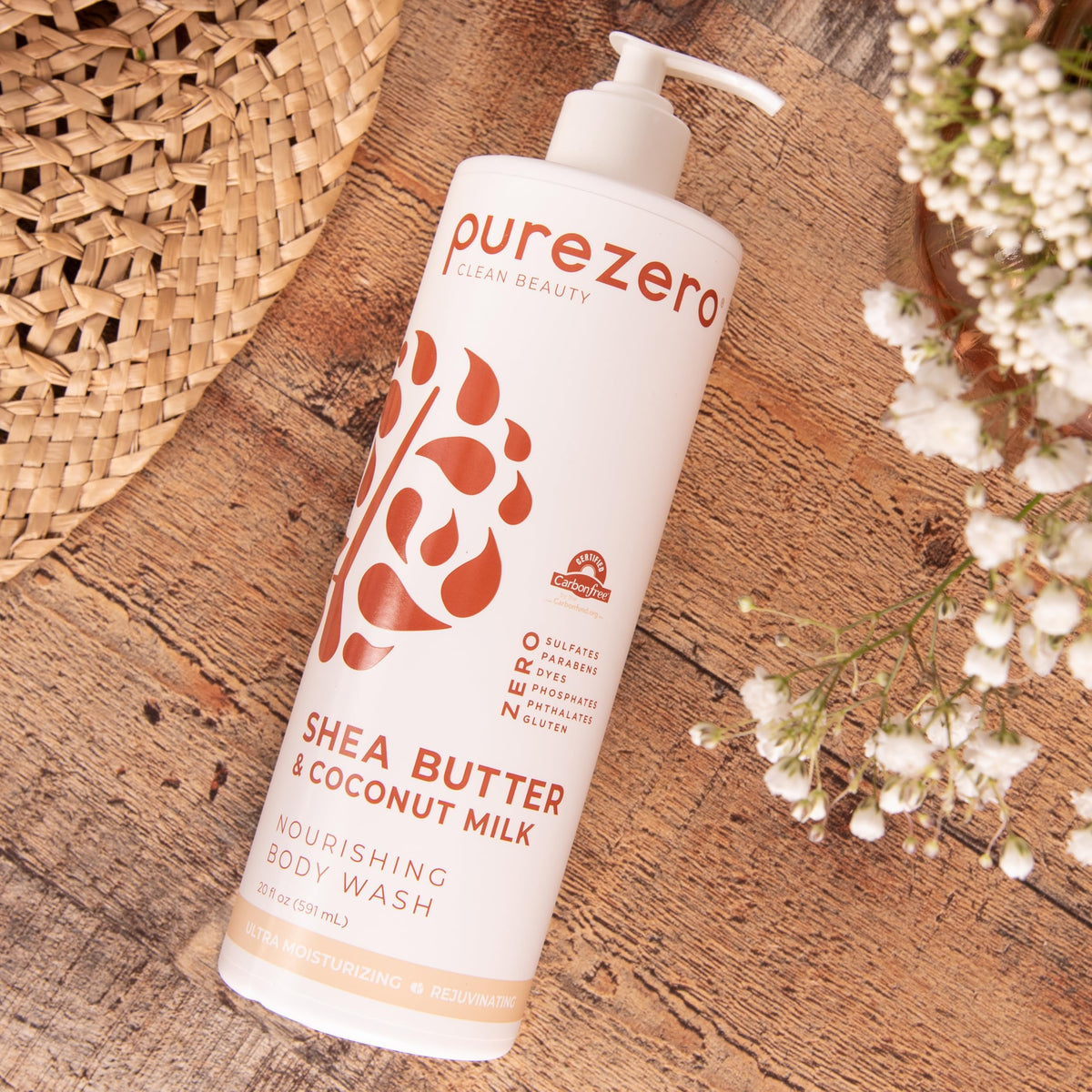 Purezero label close-up indicating clean, dye-free composition
