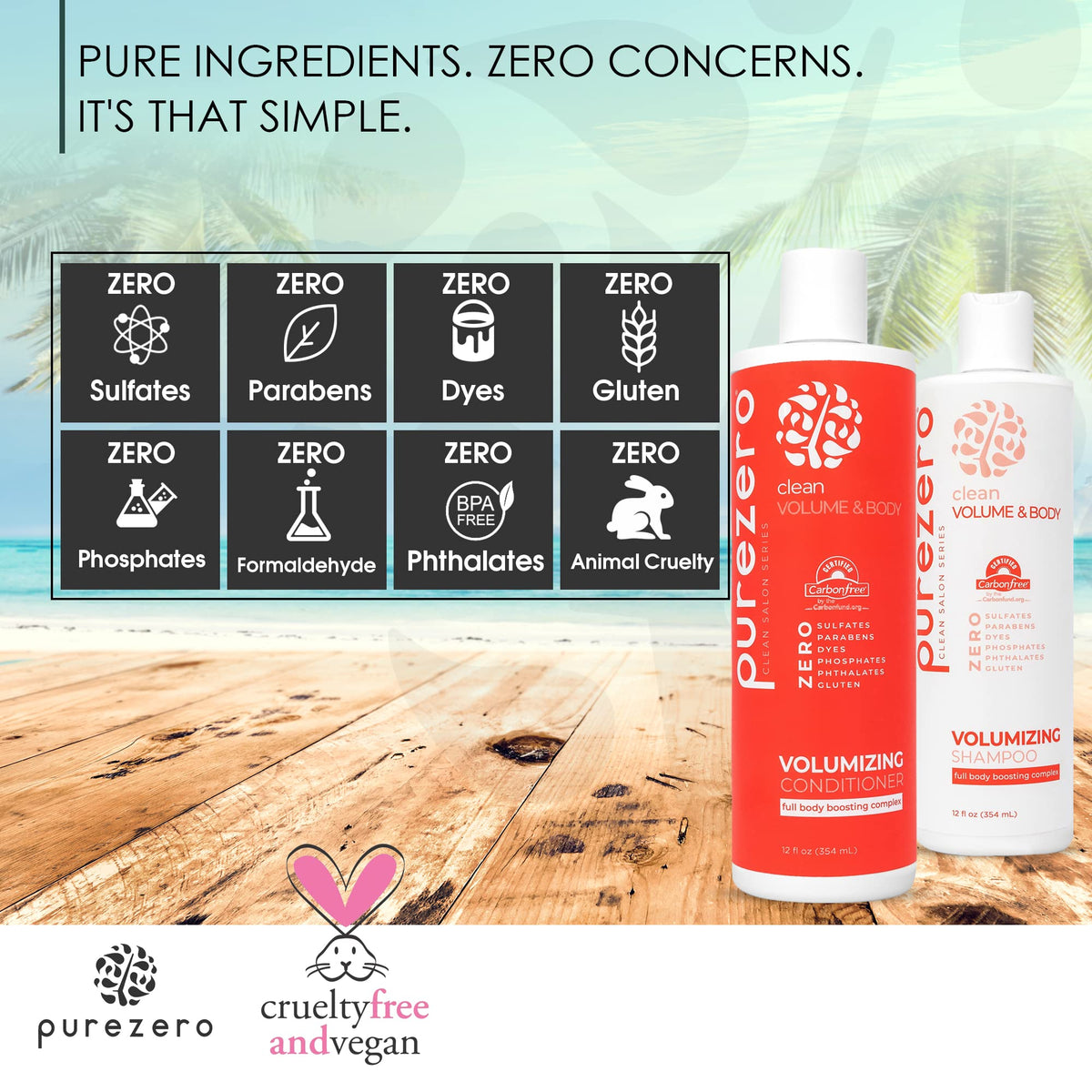 Hair with added body after using PureZero Volumizing Conditioner