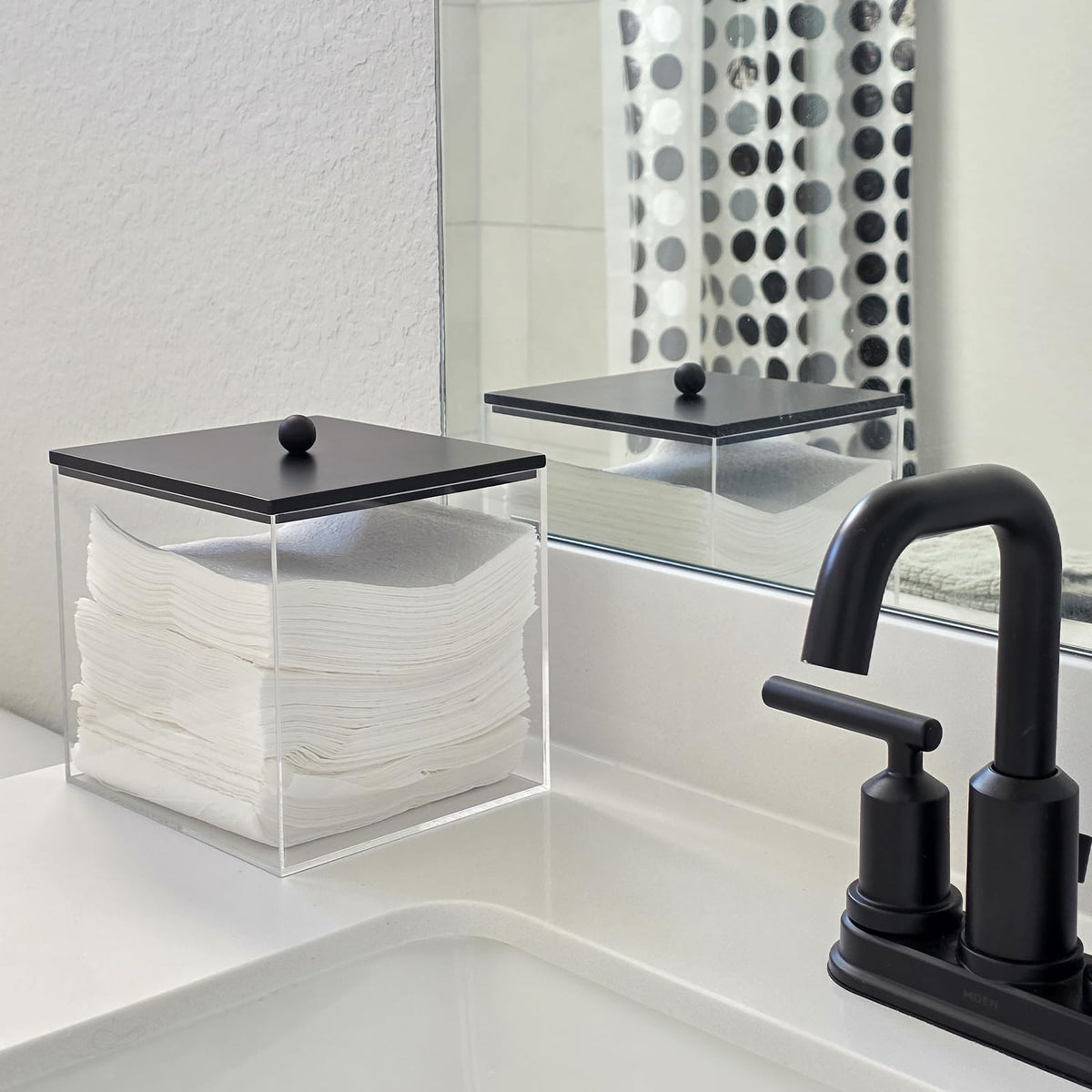 Puricon clear towel storage bin inside view with towels neatly organized.