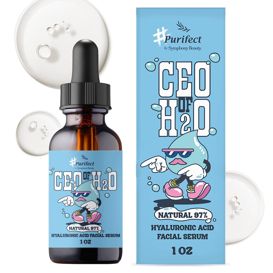 Purifect H20 serum bottle highlights ultra hydration for refreshed facial skin.