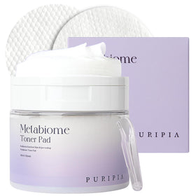 PURIPIA Metabiome toner pad embossed side for exfoliation and cleansing.
