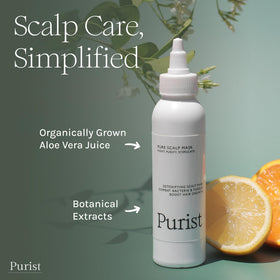 Purist Scalp Mask hair-growth boost visual showing scalp stimulation and root support.