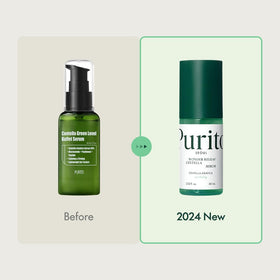 PURITO Centella Serum drop application showing fast soothing on a stressed complexion.