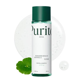 PURITO Centella Toner bottle-front shows gentle hydration for sensitive skin.