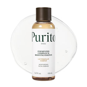PURITO Fermented Complex 94 essence bottle on tray promoting hydration