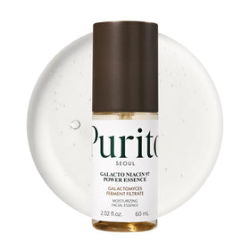 PURITO Galacto Niacin 97 Power Essence bottle shows fermented filtrate for smoother skin.