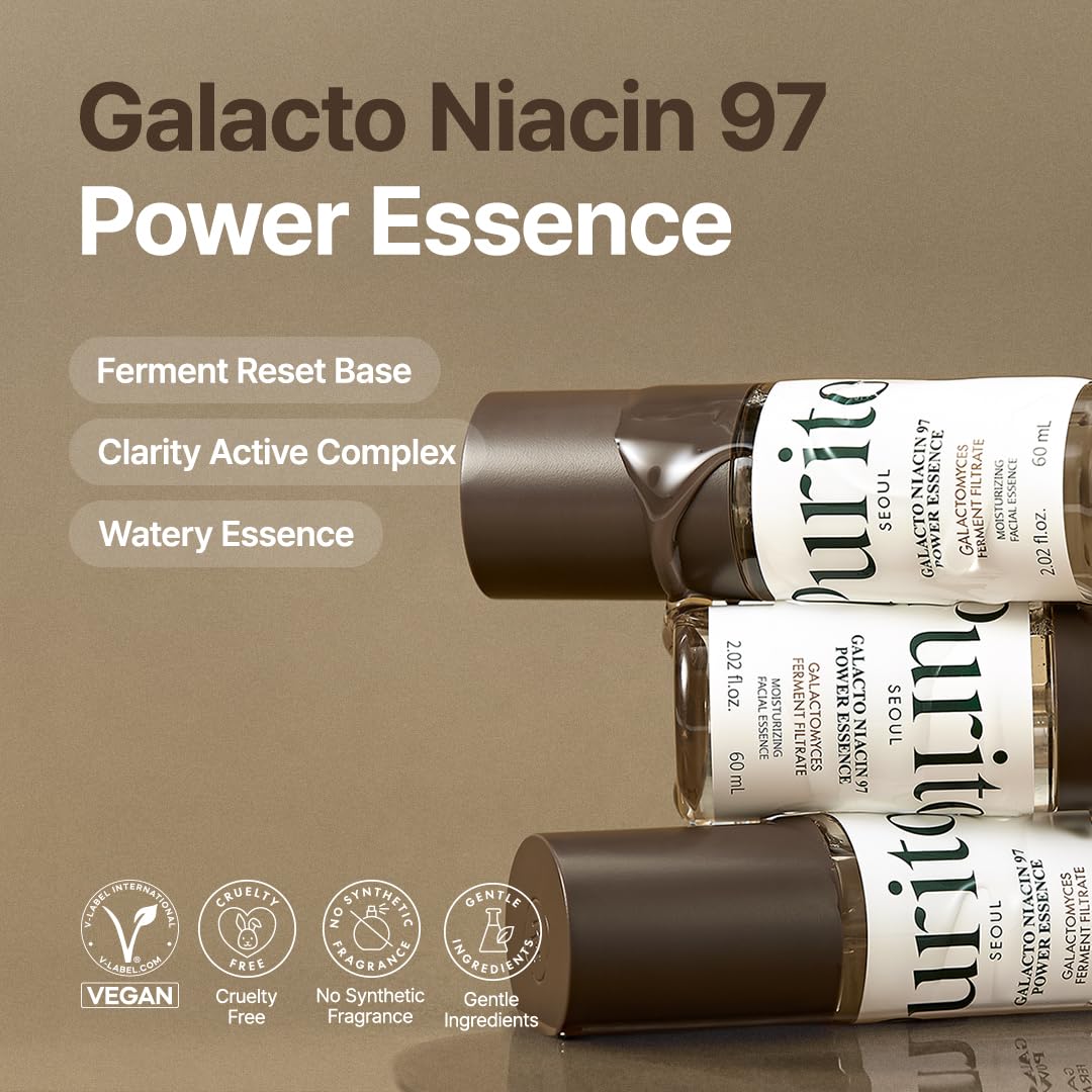 PURITO Galacto Niacin 97 Power Essence dropper closeup highlights precise dispensing.