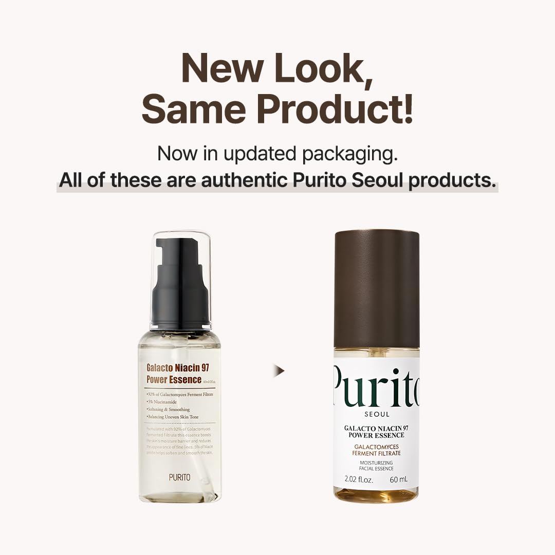 PURITO Galacto Niacin 97 Power Essence texture swatch reveals lightweight absorption.