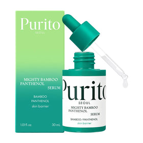 PURITO Mighty Bamboo Panthenol Serum bottle closeup highlighting deep hydration for all skin types
