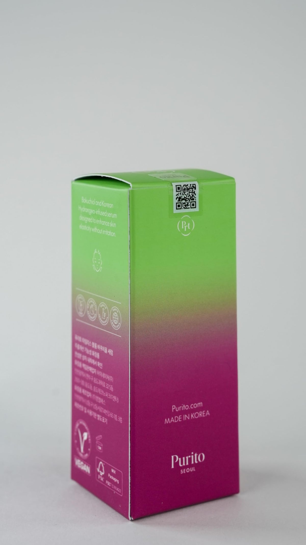 Purito anti-aging promise close-up hints at visible improvement over time