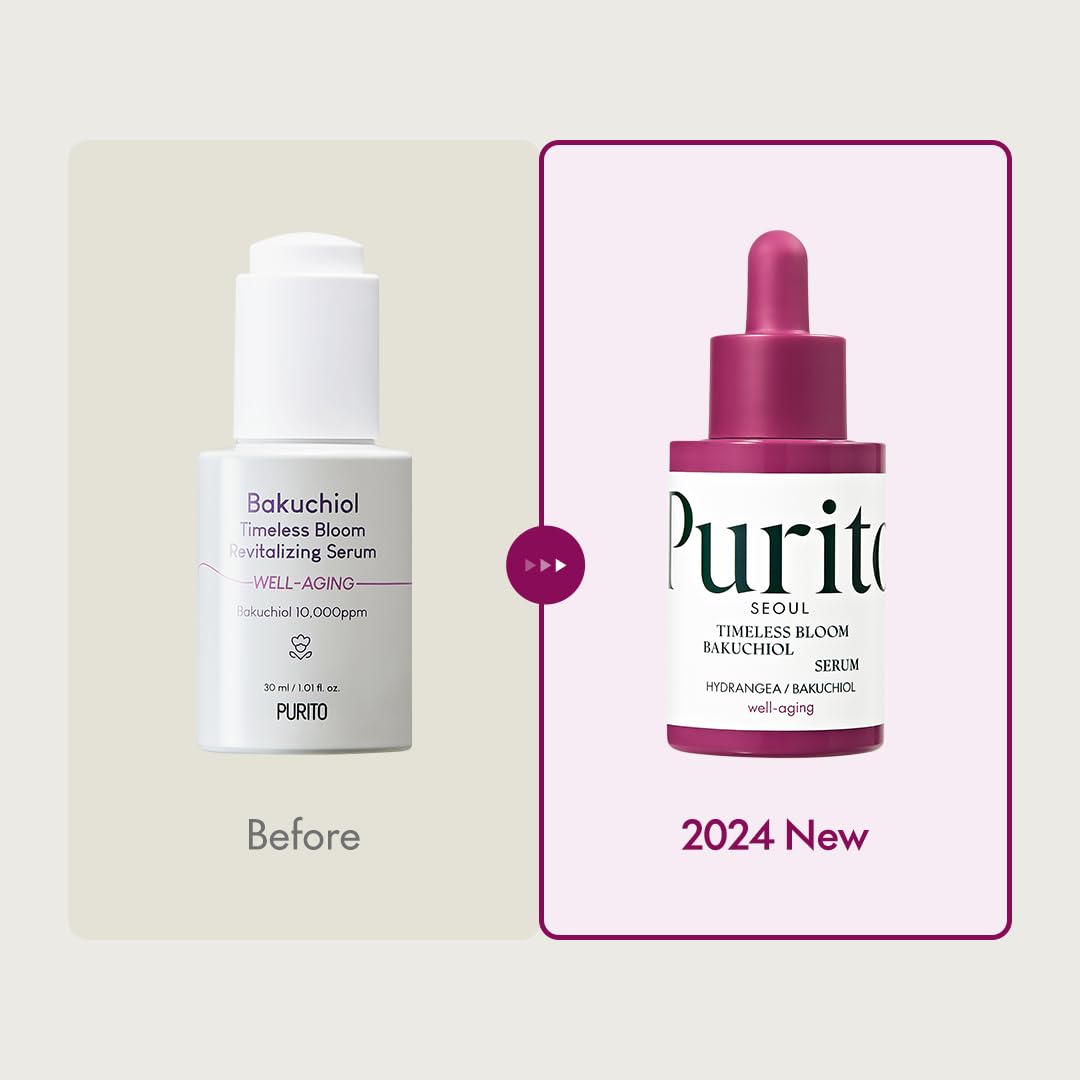 Purito Bakuchiol and Hydrangea ingredient close-up underscores elasticity support