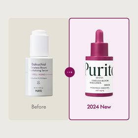 Purito Bakuchiol and Hydrangea ingredient close-up underscores elasticity support