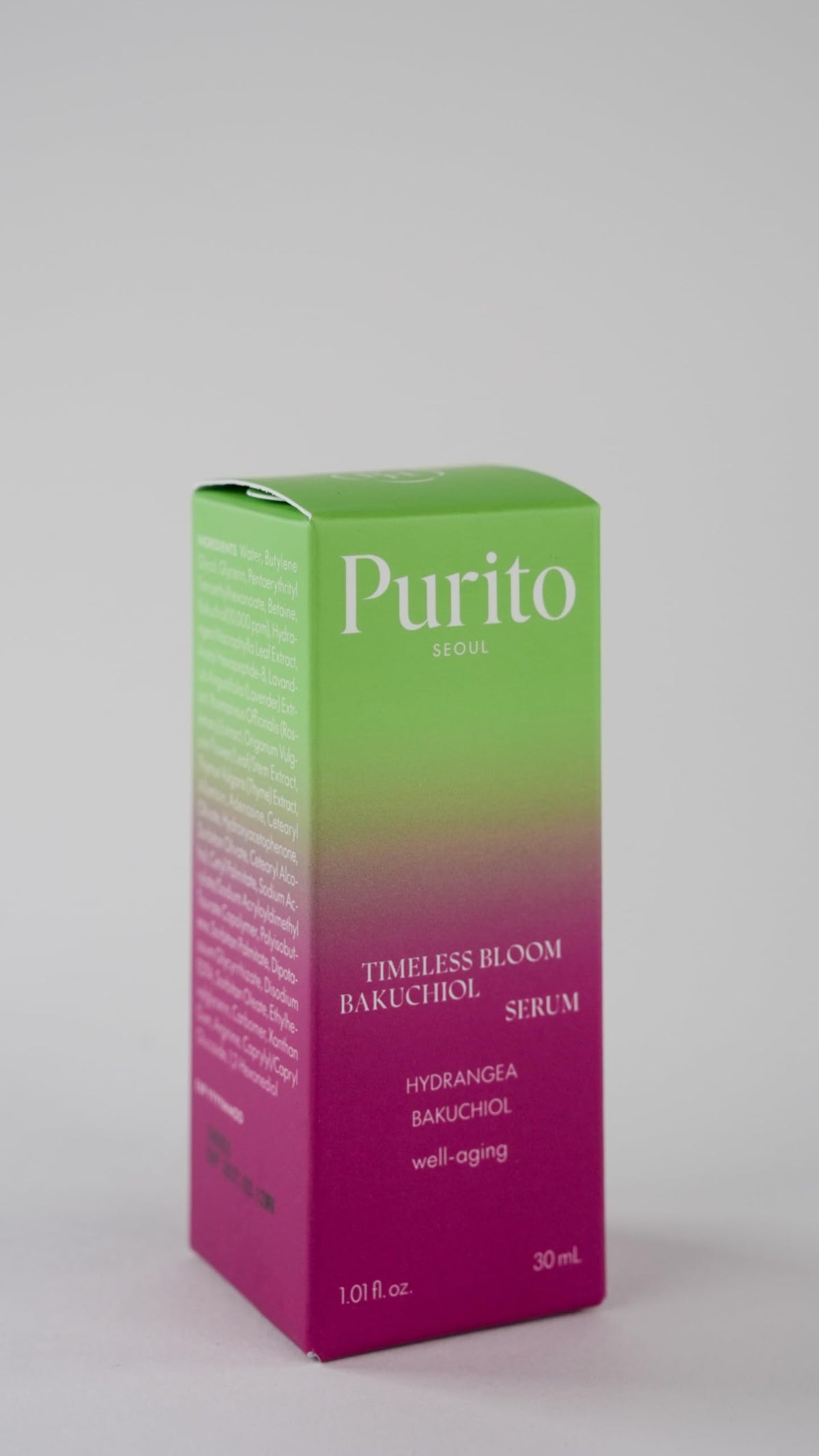 Purito sensitive skin label close-up confirms dermatologist-tested hypoallergenic properties