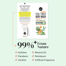 Puriya Tea Tree Body Wash foamy lather shows sulfate-free hydration for skin.