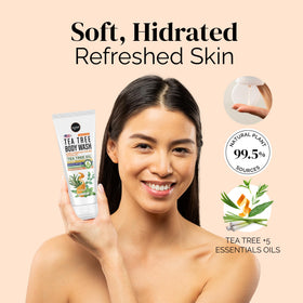 Puriya Tea Tree Body Wash vegan, paraben-free care in clear packaging.