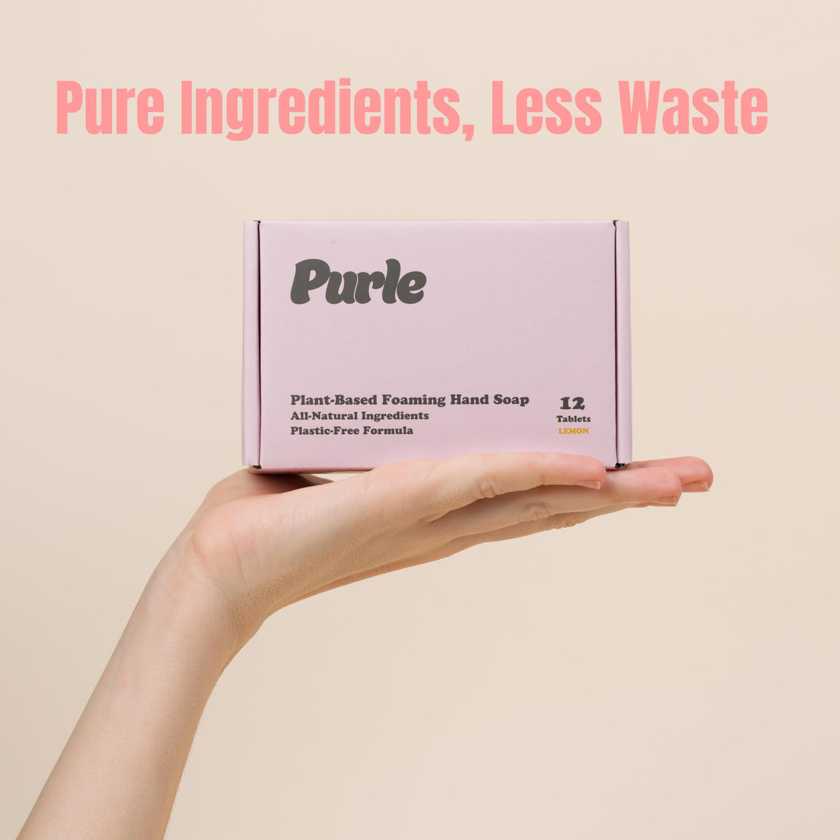 Purle cruelty-free logo beside plant-based ingredients.