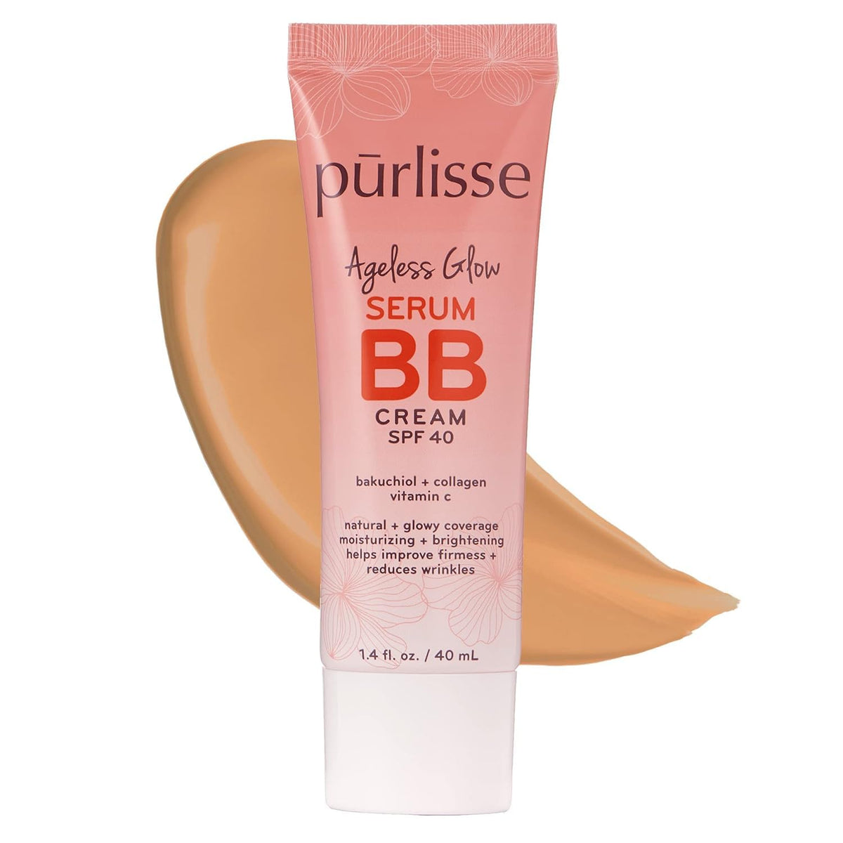 PūrLisse Ageless Glow Serum BB Cream SPF 40 bottle ready for application