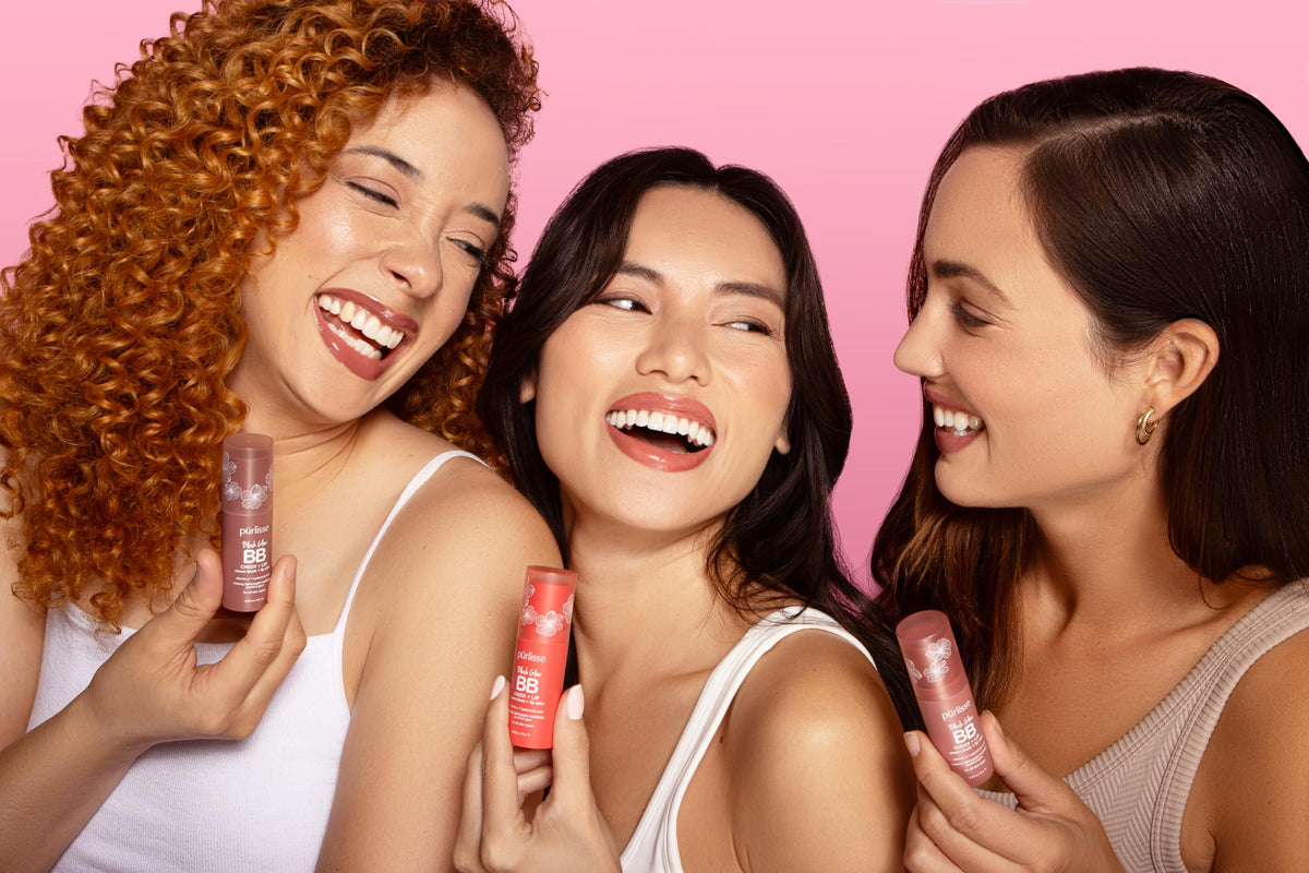 purlisse Blush Glow BB Lip & Cheek Tint creamy application on cheeks for a fresh glow
