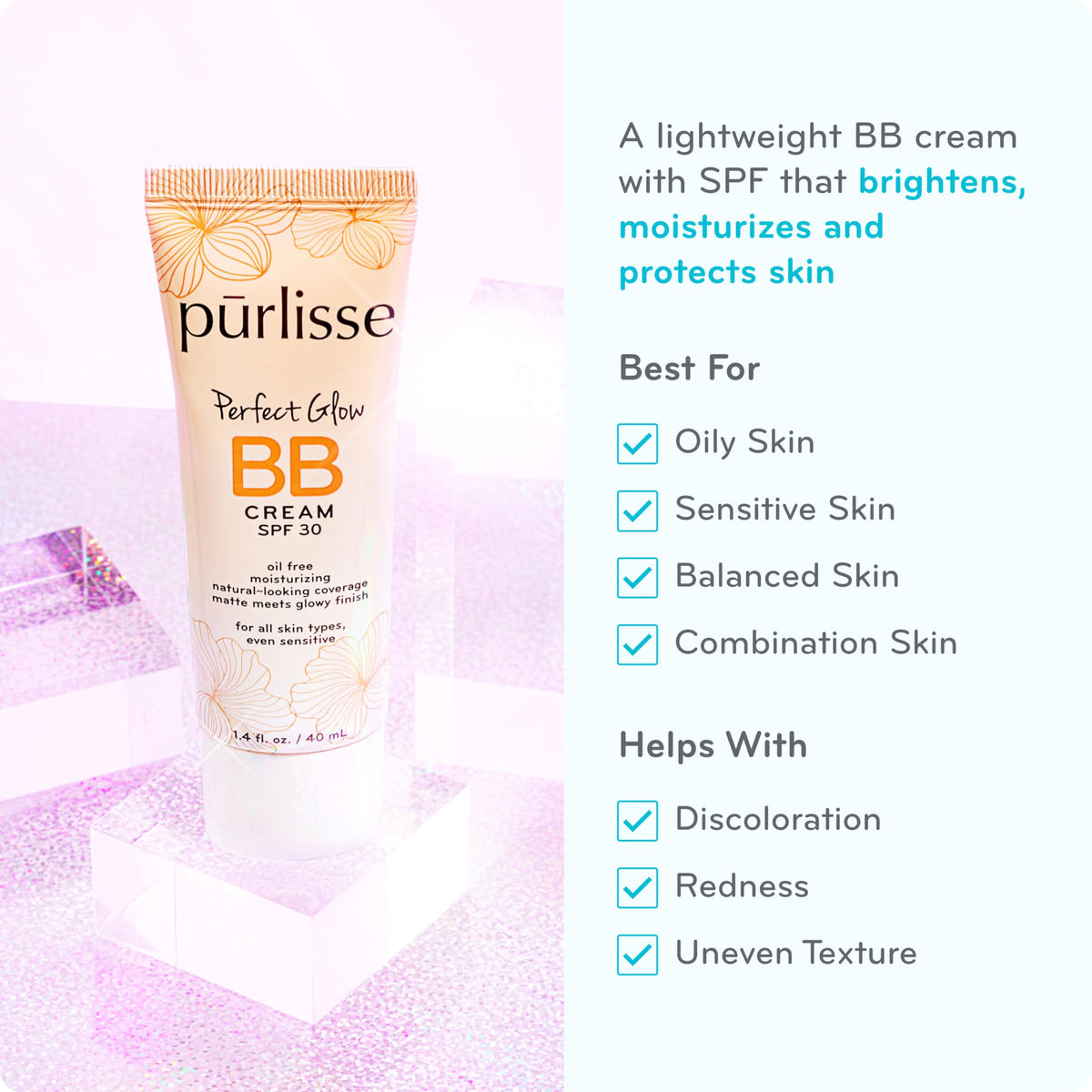 Purlisse texture close-up reveals silky, blendable finish for natural skin.