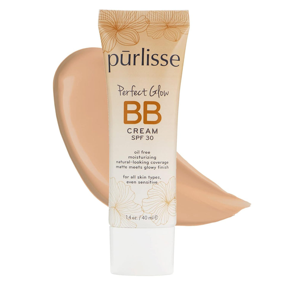 Purlisse Perfect Glow BB Cream tube with SPF 30 for natural, even coverage.