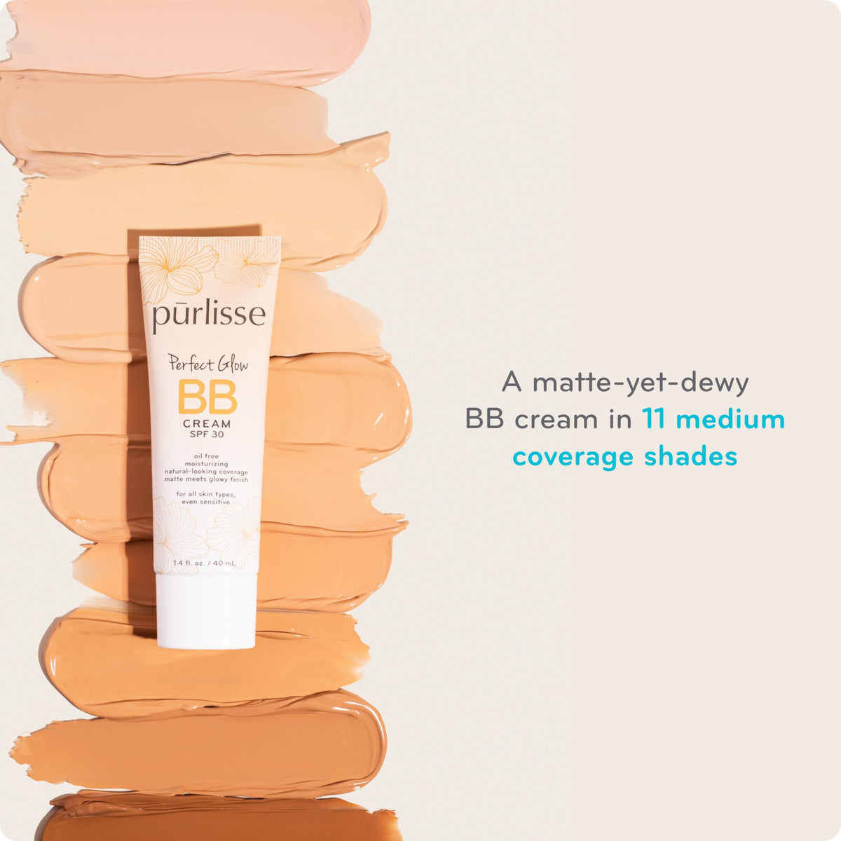 Purlisse Silk Glow BB Base Primer pump bottle ready for pre-makeup prep.