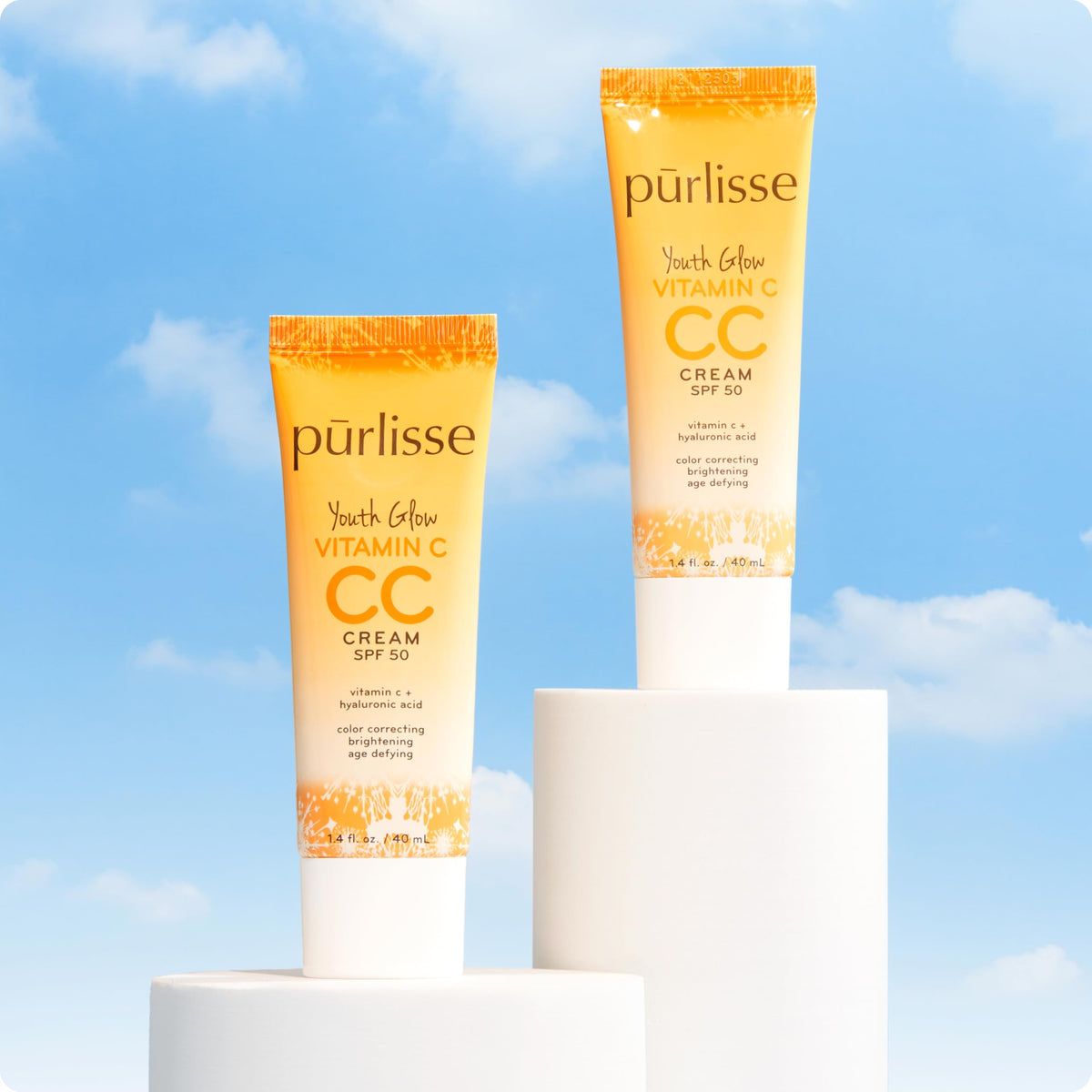 purlisse Youth Glow CC Cream shown outdoors, protected by SPF 50.