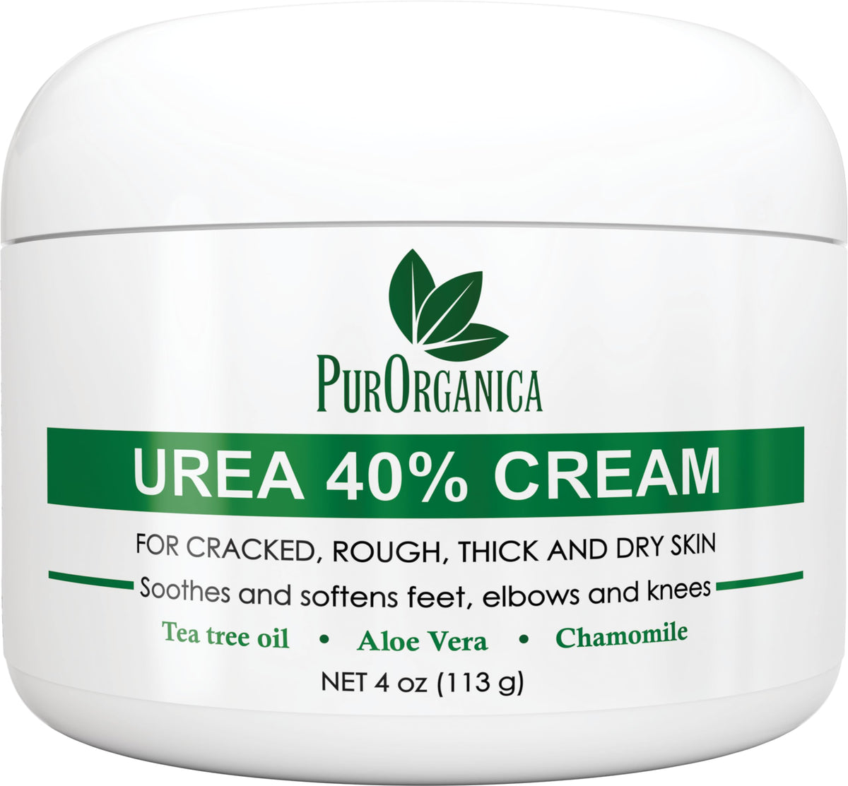 PurOrganica Urea 40% Foot Cream bottle for deep hydration and smooth heels.