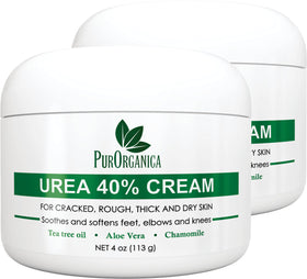 PurOrganica Urea 40% foot cream tube close-up for cracked heels and smooth skin