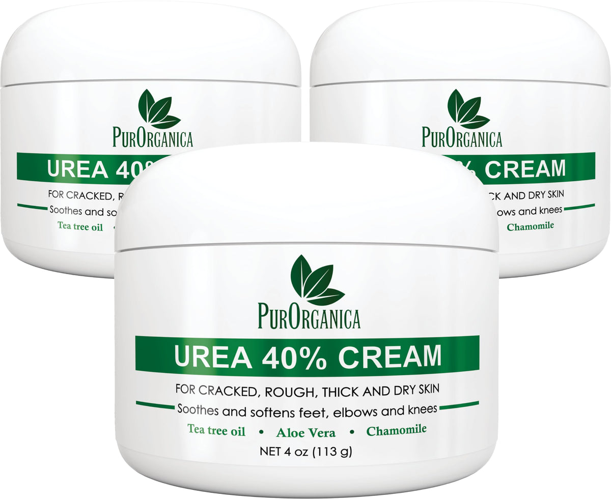 PurOrganica Urea Cream 40% bottle front, premium foot care solution for dry feet.