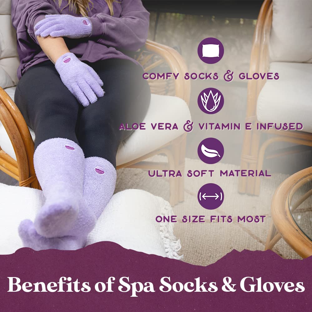 Purple Canyon aloe gloves close-up fabric for soft, hydrated hands.