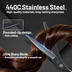 Purple Dragon ergonomic offset grip hair shear for comfortable long salon sessions.