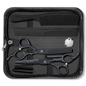 Purple Dragon professional Japan 440C cutting shear black with razor edge for precise haircuts.