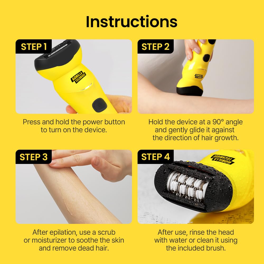 Purple Gorilla Gorilla Technique Epilator 3000V safety lock and battery indicator.
