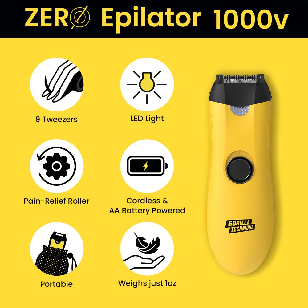 Purple Gorilla pain-relief roller provides gentle hair removal sensation.