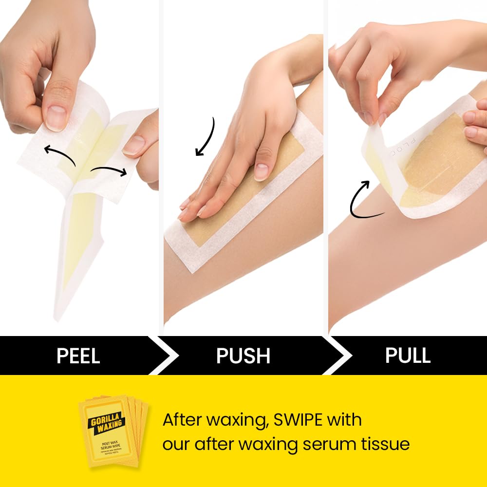 Purple Gorilla Wax Strips being used on the face for precise application.