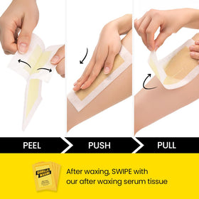 Purple Gorilla Wax Strips being used on the face for precise application.