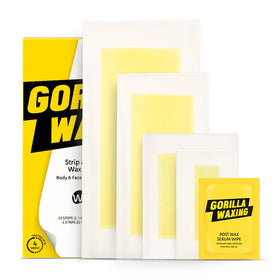 Purple Gorilla Wax Strips Kit packaging showing compact, travel-ready design for on-the-go grooming.