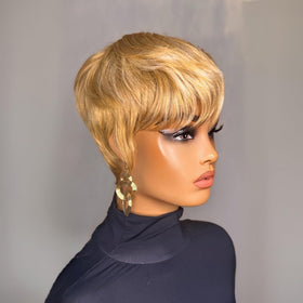 PurpleSexy Pixie Cut wig close-up of hair strands highlighting Remy quality.