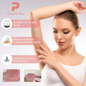 Purplesky hard wax beads apply without cloth strips for clean removal.