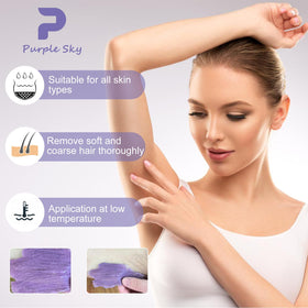 Stripless PURPLESKY wax being applied for a clean, cloth-free waxing experience