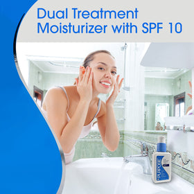 Purpose Dual Treatment Moisture Lotion SPF 10 packaging emphasizes fragrance-free, oil-free care.