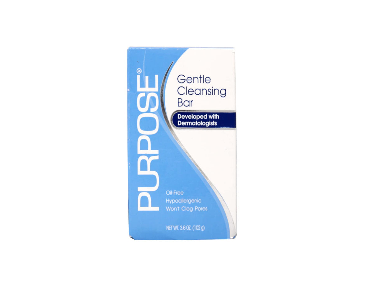 Purpose Gentle Cleansing Bar packaging showcases clean skin-friendly design