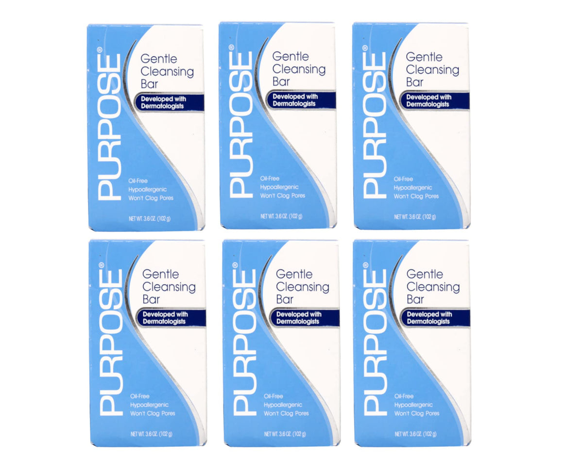 Purpose Gentle Cleansing Bar packaging highlights dermatologist-friendly formula for sensitive skin